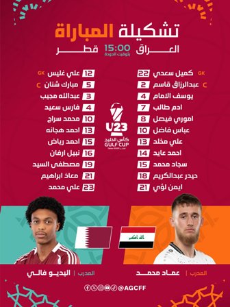 تشكيل المنتخب العراقي والقطري كأس الخليج