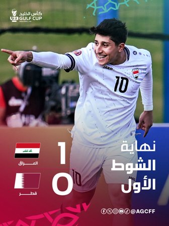نتيجة الشوط الأول العراق ضد قطر