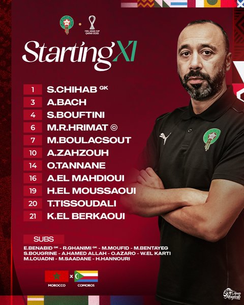 قائمة لاعبي المغرب اليوم