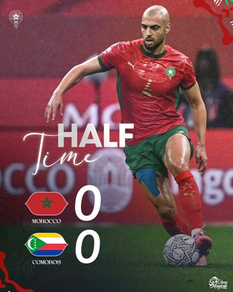 نتيجة الشوط الأول المغرب ضد جزر القمر.