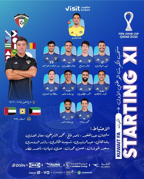 قائمة لاعبي الكويت اليوم