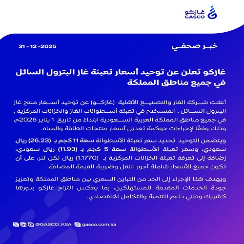 سعر اسطوانة الغاز في السعودية