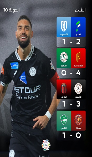 نتائج مباريات الجولة العاشرة دوري روشن اليوم الأول.